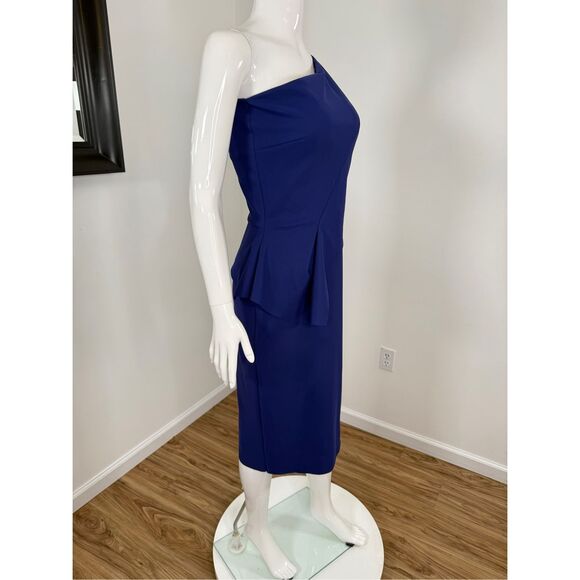 Chiara Boni La Petite Robe Womens Zulema One-Shoulder Peplum Dress Iris Sz 8 - Picture 8 of 11
